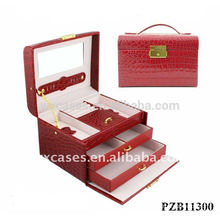 hot sell leather jewelry box with croco pattern
